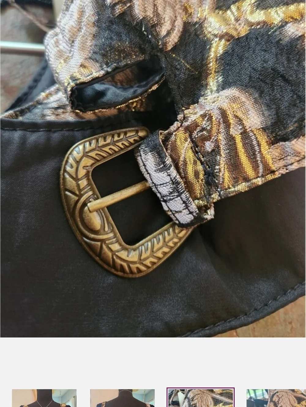 Joyfolie Tan and Gold Patterned Double-Buckle Harness